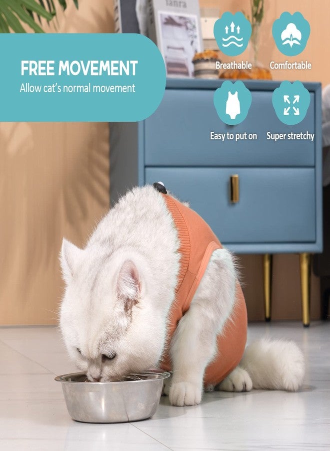 Avont Cat Recovery Suit - Kitten Onesie for Cats After Surgery, Cone of Shame Alternative Surgical Spay Suit for Female Cat, Post-Surgery or Skin Diseases Protection -Coral(M) - Image 3